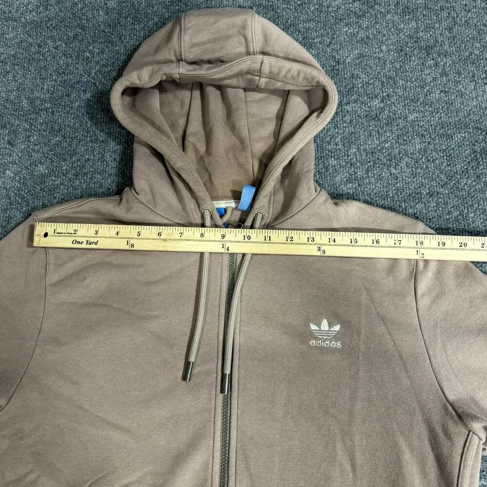 Adidas Hoodie Mens Large Brown Full Zip Trefoil Logo Pockets Sweatshirt